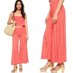 Free People Coral Helena Eyelet Wide Leg Pants